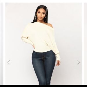 Off White (Stone) Soft & Sexy Off The Shoulder Waffle Knit Plus size 2Xl NWT